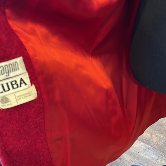 Luba I. Magnin VTG Long Wool Open Coat Rich Pink/Dark Cherry Wine Red - Picture 5 of 7